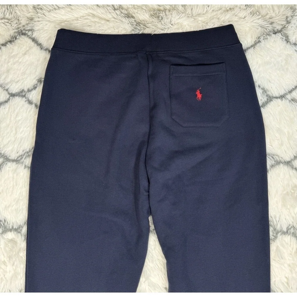 POLO Ralph Lauren Stitch Logo Fleece Joggers Pants Navy Blue Men's Sz L NEW $148